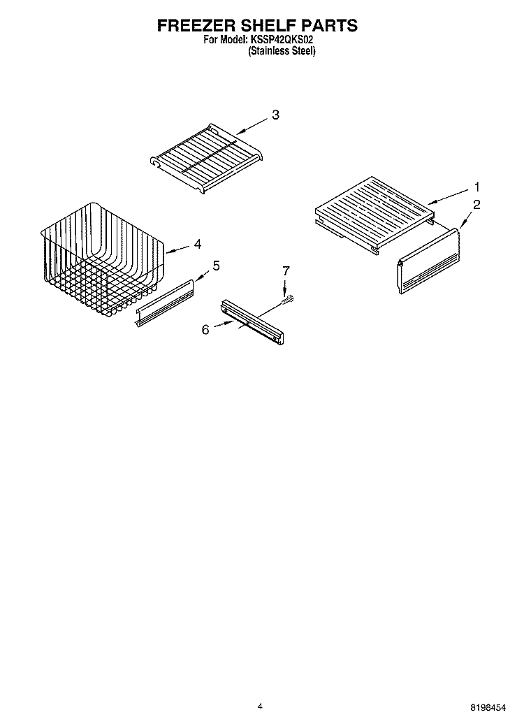 FREEZER SHELF PARTS Diagram and Parts List for KSSP42QKS02  KitchenAid Refrigerator