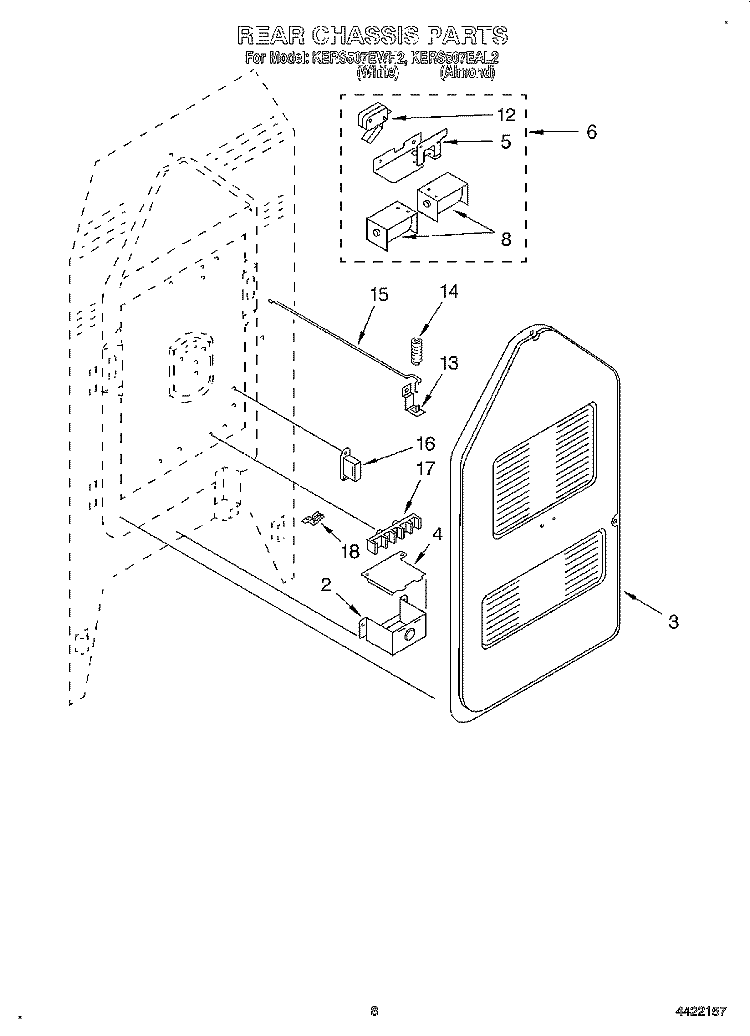 REAR CHASSIS, LIT/OPTIONAL Diagram and Parts List for KERS507EAL2  KitchenAid Range