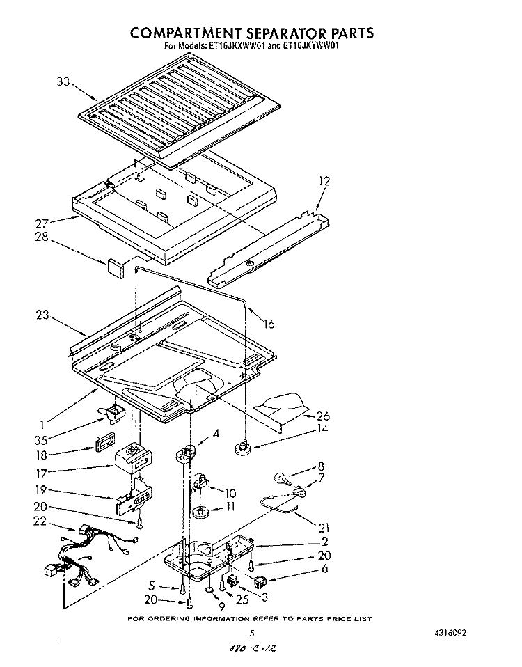 COMPARTMENT SEPARATOR Diagram and Parts List for ET16JKXWN01  Whirlpool Refrigerator