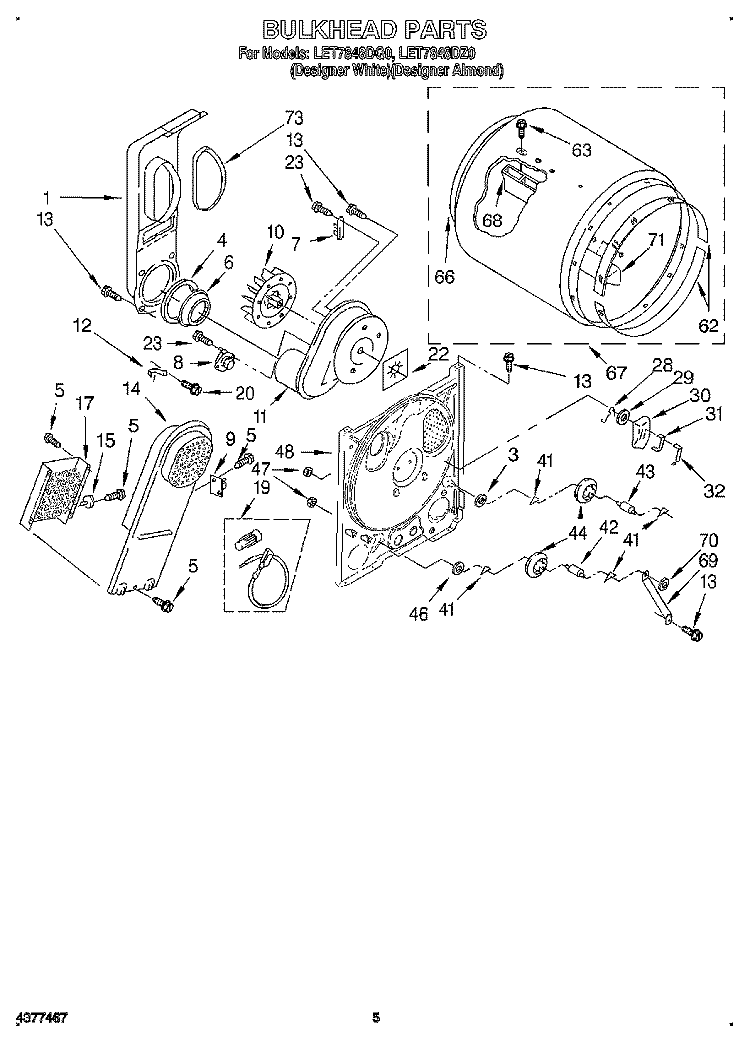 SECTION Diagram and Parts List for LET7848DQ0  Whirlpool Dryer