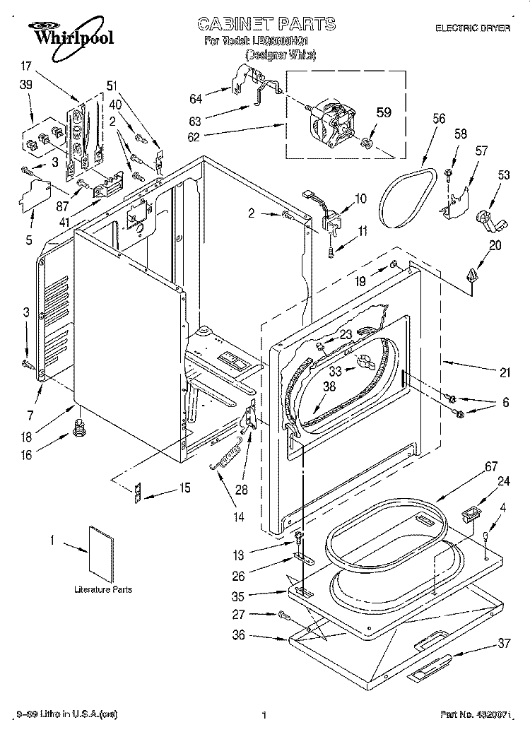 SECTION Diagram and Parts List for LEQ8000HQ1  Whirlpool Dryer