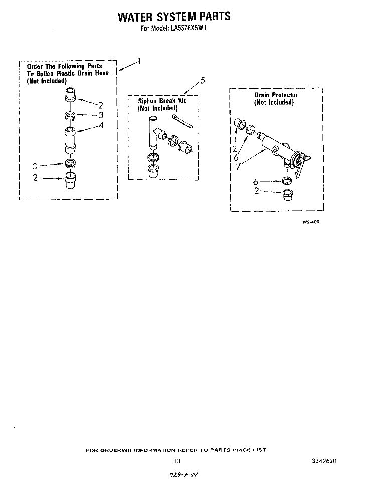 WATER SYSTEM Diagram and Parts List for LA5578XSW1  Whirlpool Washer
