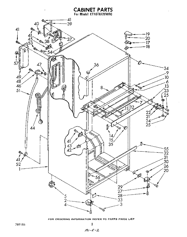 CABINET Diagram and Parts List for ET16TKXMWR0  Whirlpool Refrigerator