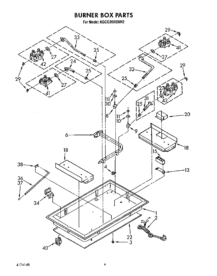 BURNER BOX Diagram and Parts List for KGCG260SAL2  KitchenAid Cooktop