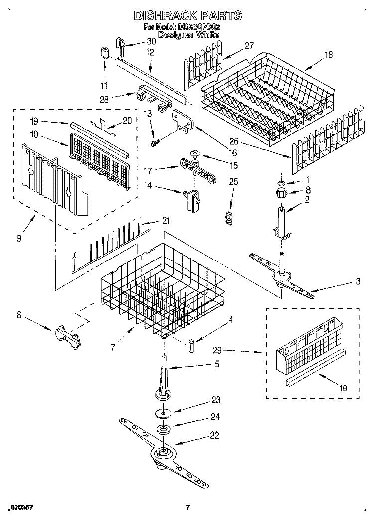 DISHRACK, LIT/OPTIONAL Diagram and Parts List for DU980QPDQ2  Whirlpool Dishwasher