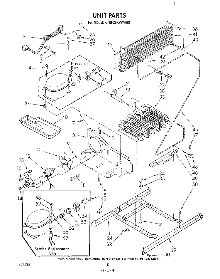 UNIT Diagram and Parts List for KTRF20KVAL00  Whirlpool Refrigerator