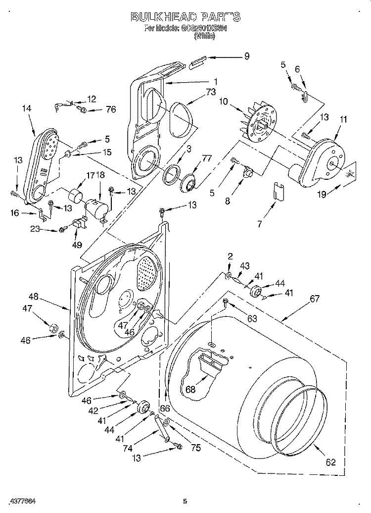 BULKHEAD, LIT/OPTIONAL Diagram and Parts List for GCG2901XSW4  Whirlpool Dryer