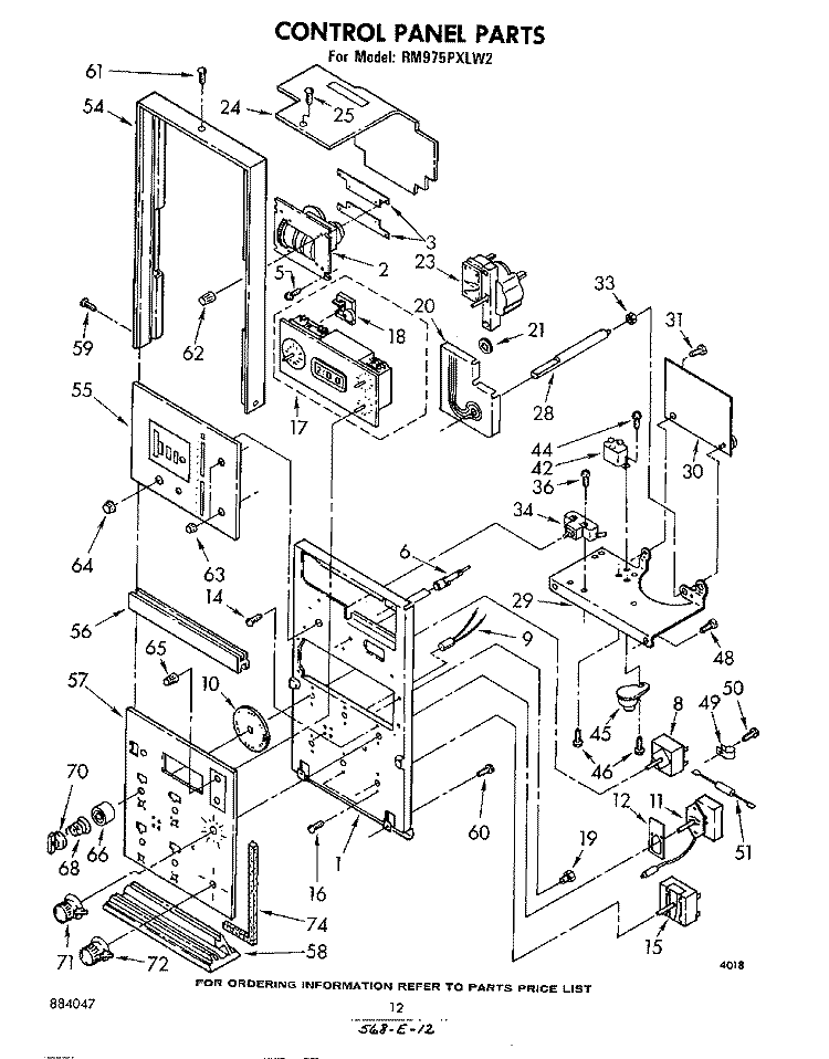 CONTROL PANEL Diagram and Parts List for RM975PXLW2  Whirlpool Microwave Oven Combo