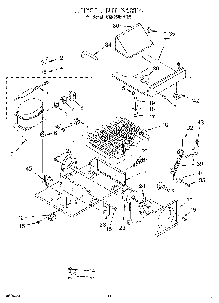 UPPER UNIT Diagram and Parts List for KSSC42MFS05  KitchenAid Refrigerator