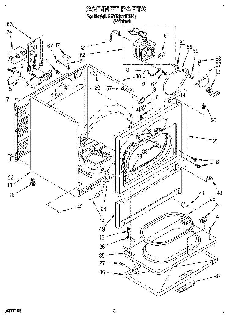 SECTION Diagram and Parts List for KEYE677BWH0  KitchenAid Dryer
