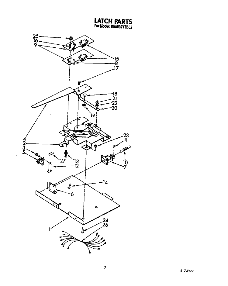 LATCH Diagram and Parts List for KEMI371TBL2  KitchenAid Microwave Oven Combo