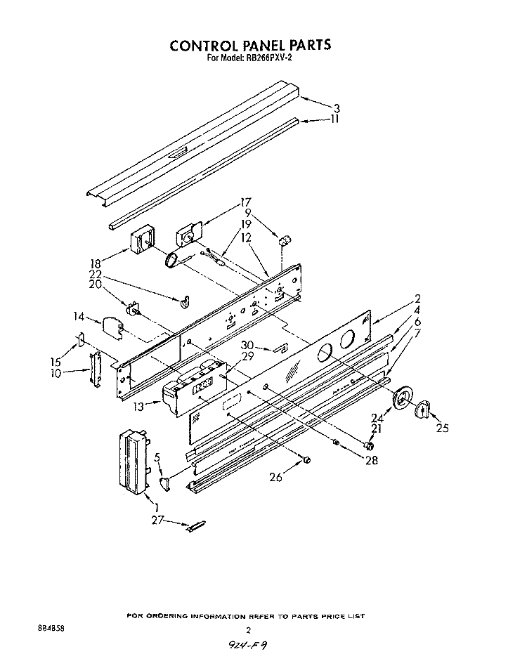 CONTROL PANEL , LIT/OPTIONAL Diagram and Parts List for RB266PXV2  Whirlpool Wall Oven