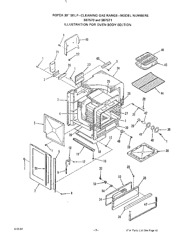 POWER LOCK Diagram and Parts List for S8757W1  Roper Range