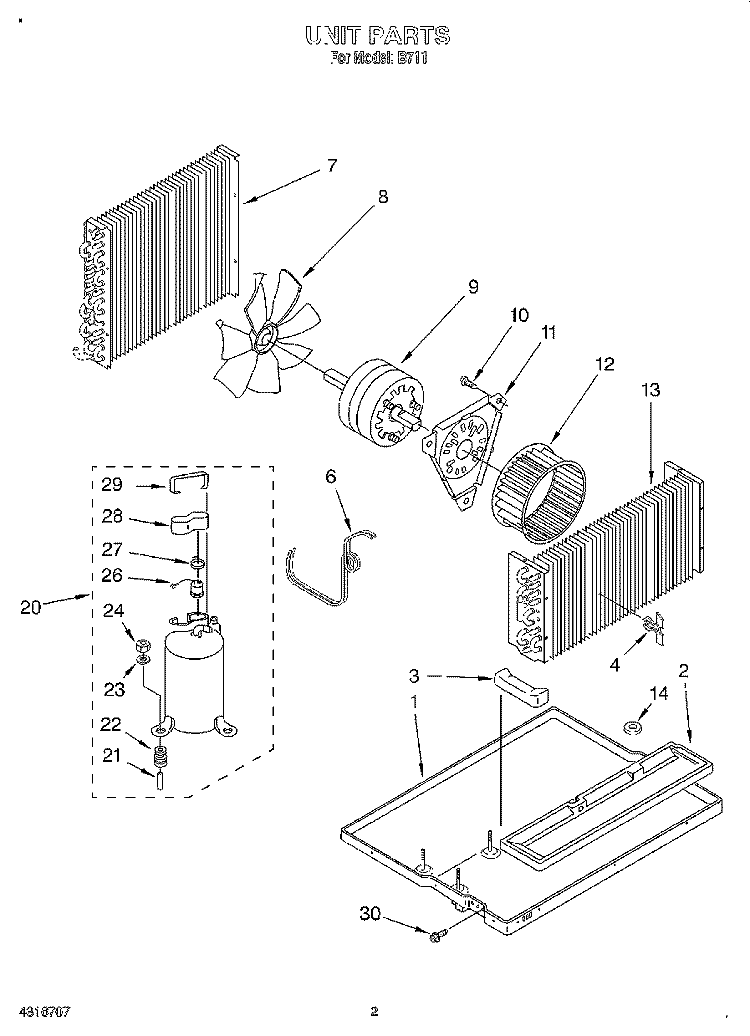 UNIT, LITERATURE Diagram and Parts List for B711  Whirlpool Air Conditioner