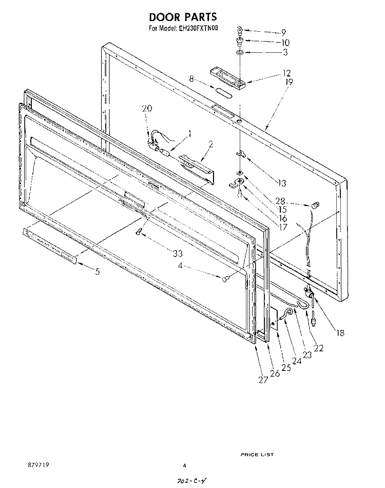 SECTION Diagram and Parts List for EH230FXTN00  Whirlpool Freezer