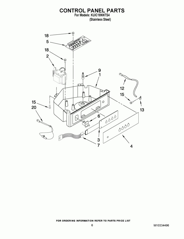 CONTROL PANEL PARTS Diagram and Parts List for KUIC18NNTS4  KitchenAid Ice Maker