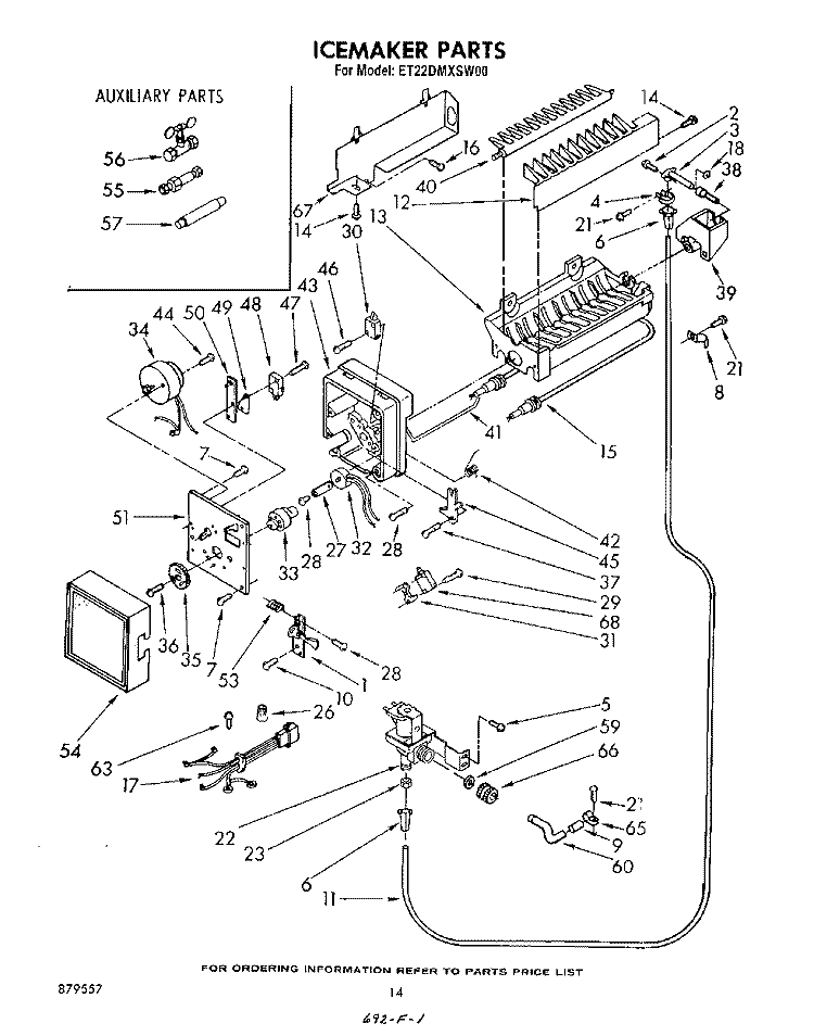ICE MAKER , MISCELLANEOUS Diagram and Parts List for ET22DMXSW00  Whirlpool Refrigerator
