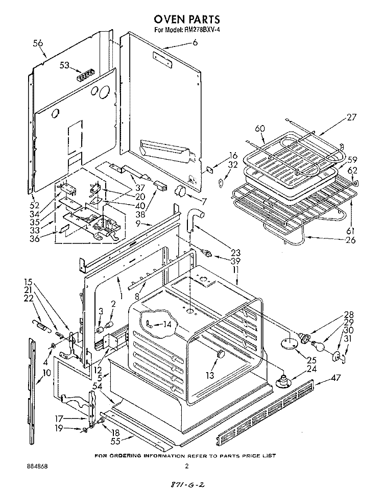 OVEN Diagram and Parts List for RM278BXV4  Whirlpool Microwave Oven Combo