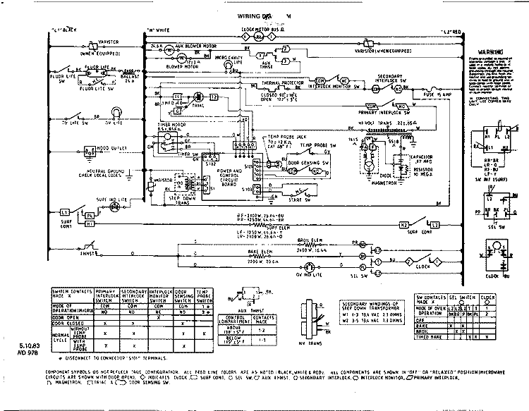 WIRING DIAGRAM Diagram and Parts List for 2872^0A  Whirlpool Microwave Oven Combo