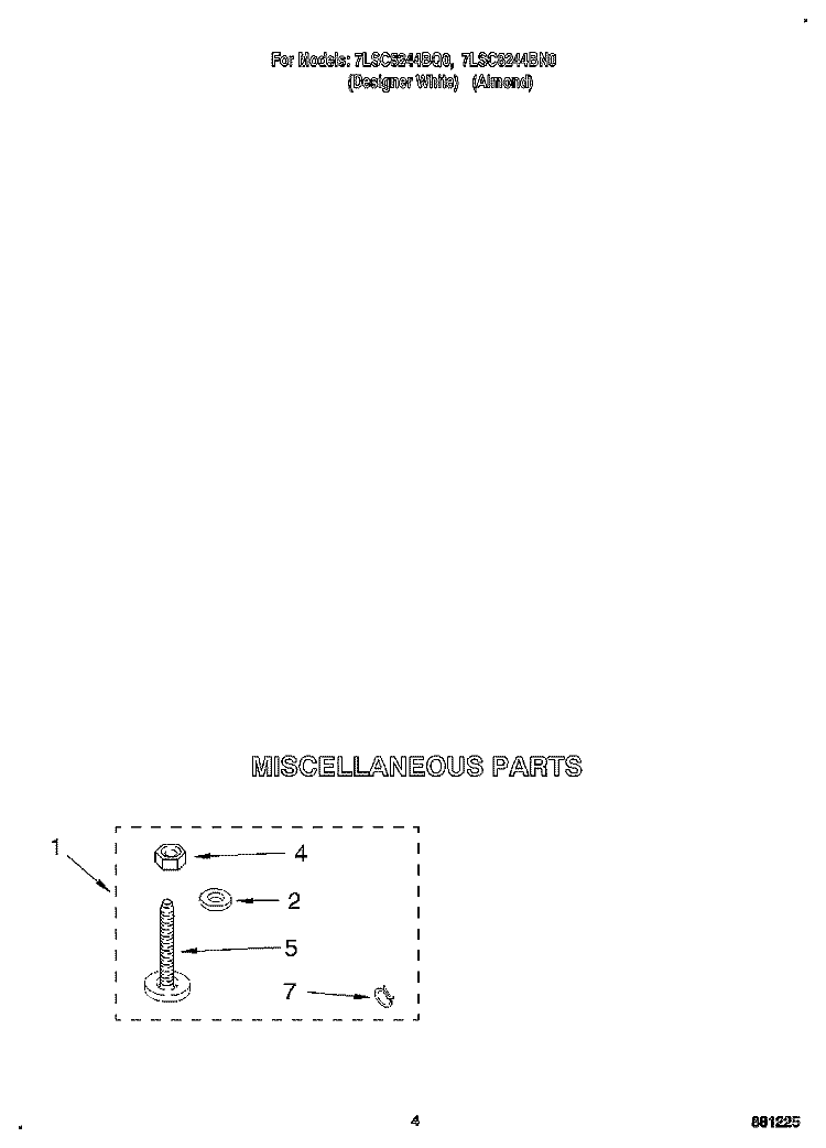 MISCELLANEOUS Diagram and Parts List for 7LSC8244BQ0  Whirlpool Washer