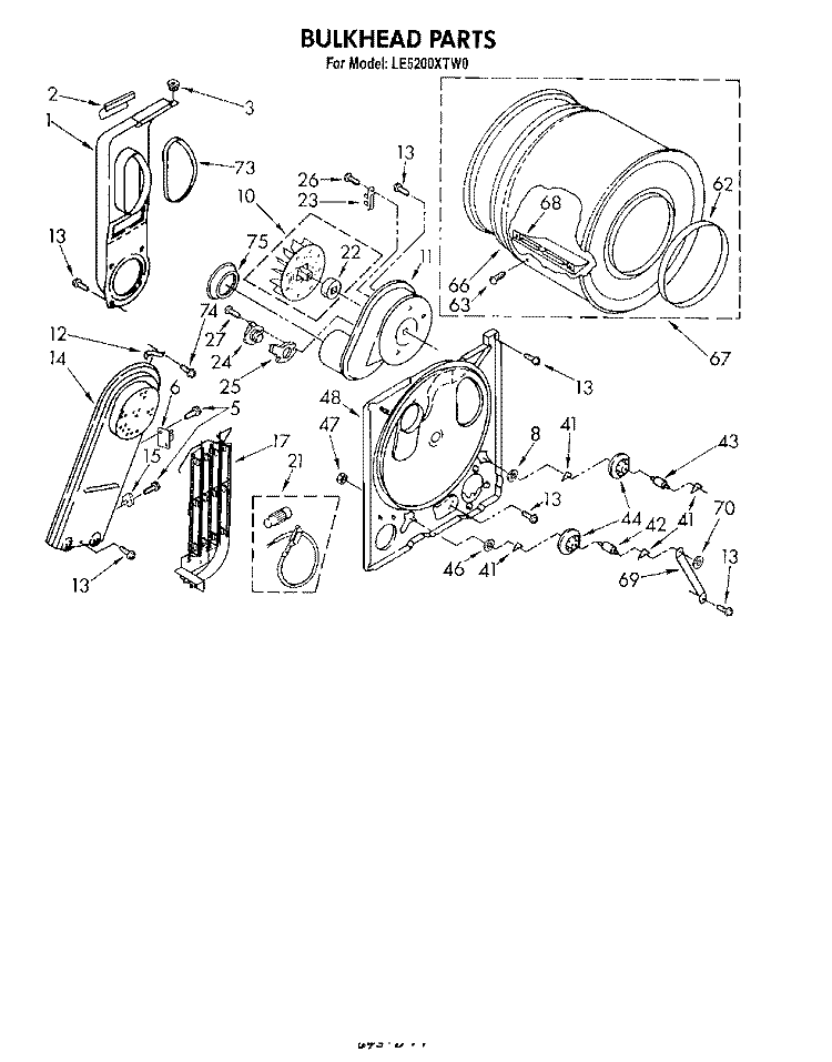 SECTION Diagram and Parts List for LE5200XTF0  Whirlpool Dryer