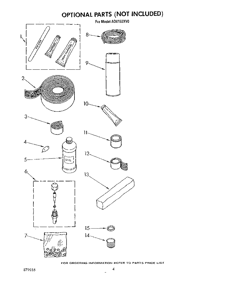 SECTION Diagram and Parts List for AD0152XV0  Whirlpool Dehumidifier