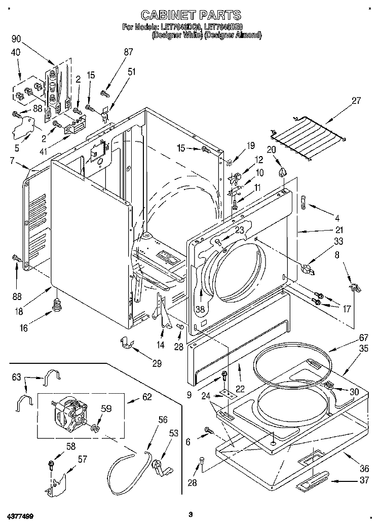 SECTION Diagram and Parts List for LET7646DQ0  Whirlpool Dryer
