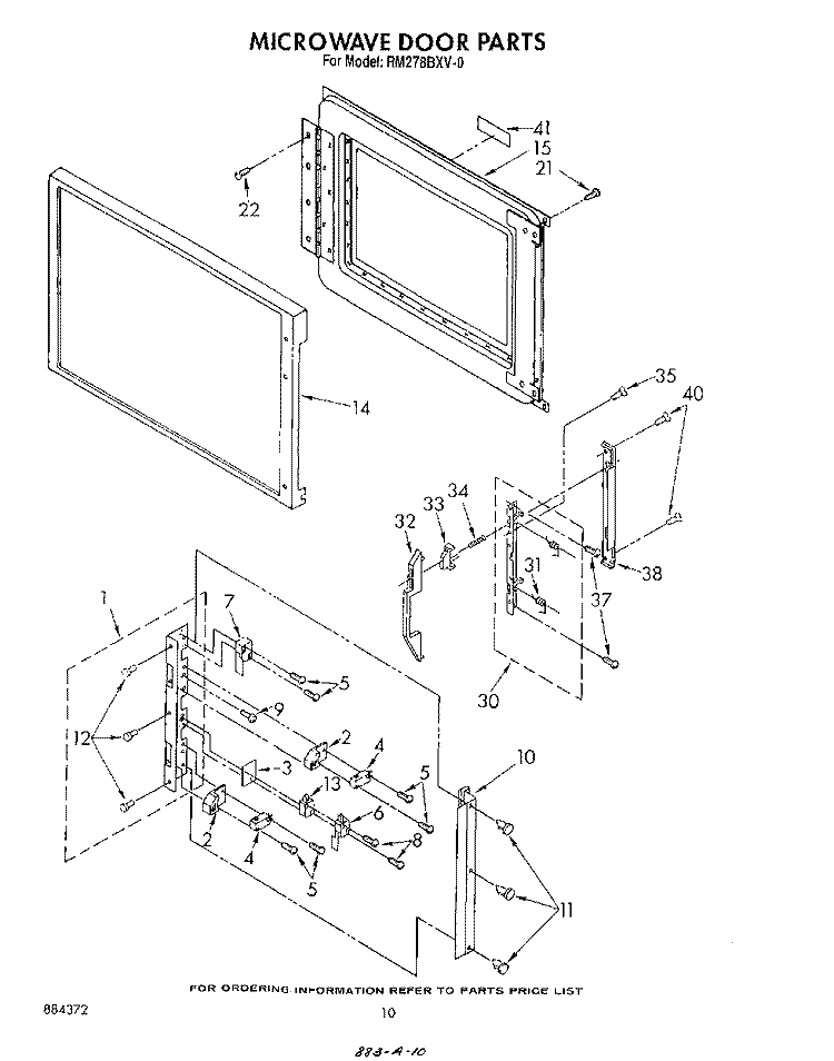 MICROWAVE DOOR Diagram and Parts List for RM278BXV0  Whirlpool Microwave Oven Combo