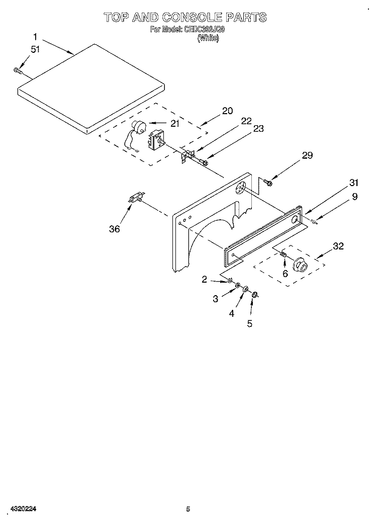 SECTION Diagram and Parts List for CEDC392JQ0  Crosley Dryer