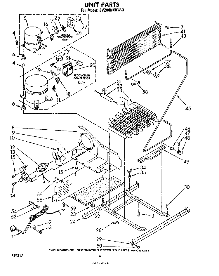 UNIT Diagram and Parts List for EV200NXKW3  Whirlpool Freezer