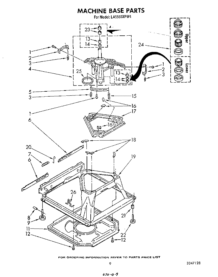 MACHINE BASE Diagram and Parts List for LA5550XPW4  Whirlpool Washer