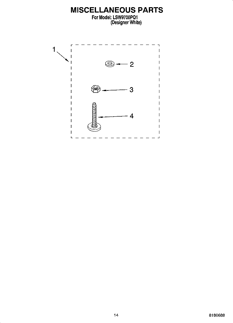 MISCELLANEOUS  PARTS, OPTIONAL PARTS (NOT INCLUDED) Diagram and Parts List for LSW9700PQ1  Whirlpool Washer
