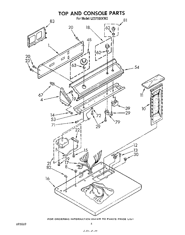SECTION Diagram and Parts List for LE5750XKW2  Whirlpool Dryer