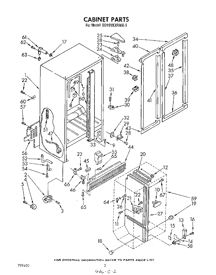 CABINET Diagram and Parts List for ED19VKXRWR0  Whirlpool Refrigerator