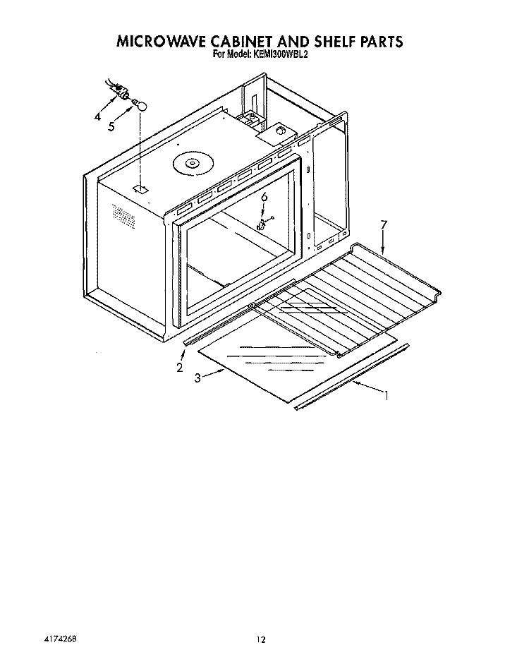 MICROWAVE CABINET AND SHELF Diagram and Parts List for KEMI300WBL2  KitchenAid Microwave Oven Combo