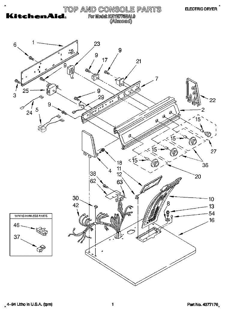 SECTION Diagram and Parts List for KEYE778BAL0  KitchenAid Dryer
