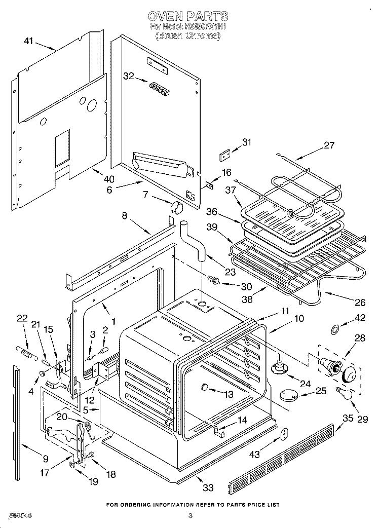 OVEN Diagram and Parts List for RS630PXYH1  Whirlpool Range