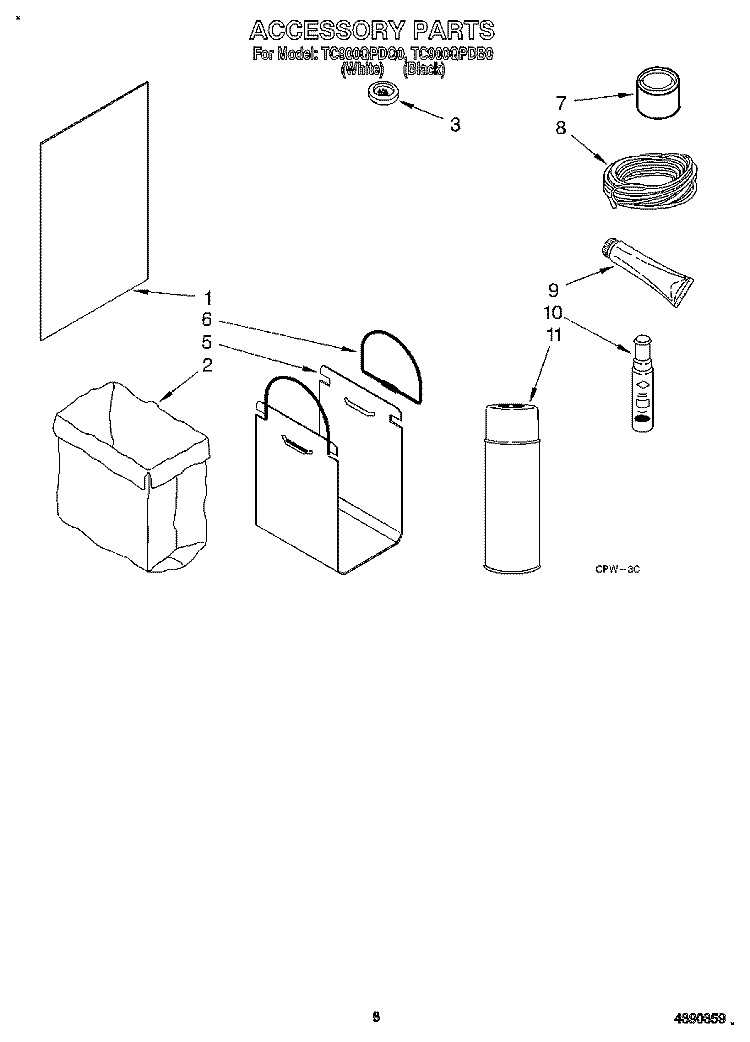 ACCESSORY Diagram and Parts List for TC900QPDB0  Whirlpool Trash Compactor
