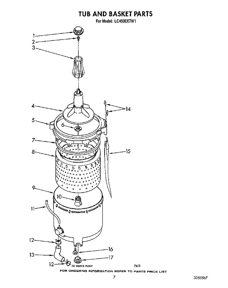 TUB AND BASKET Diagram and Parts List for LC4500XTW1  Whirlpool Washer
