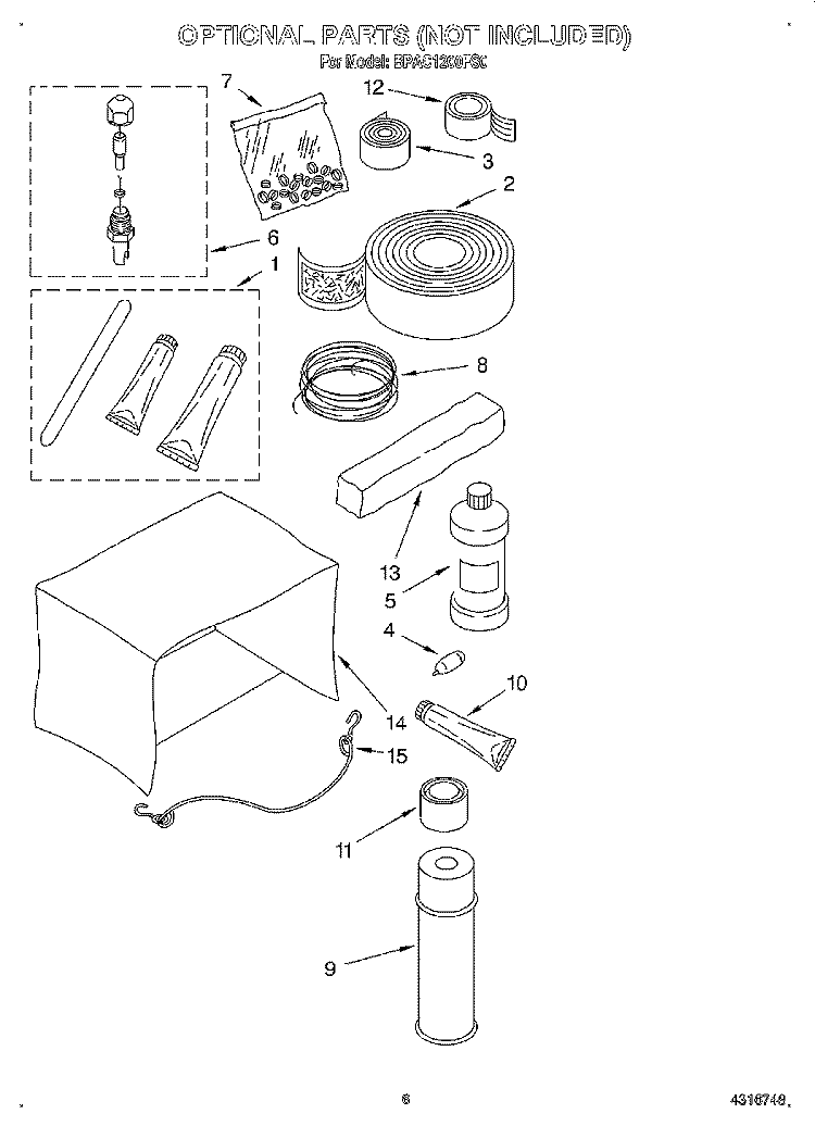 OPTIONAL Diagram and Parts List for BPAC1200FS0  Whirlpool Air Conditioner