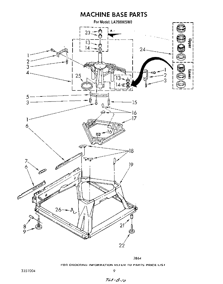 MACHINE BASE Diagram and Parts List for LA7980XSW0  Whirlpool Washer