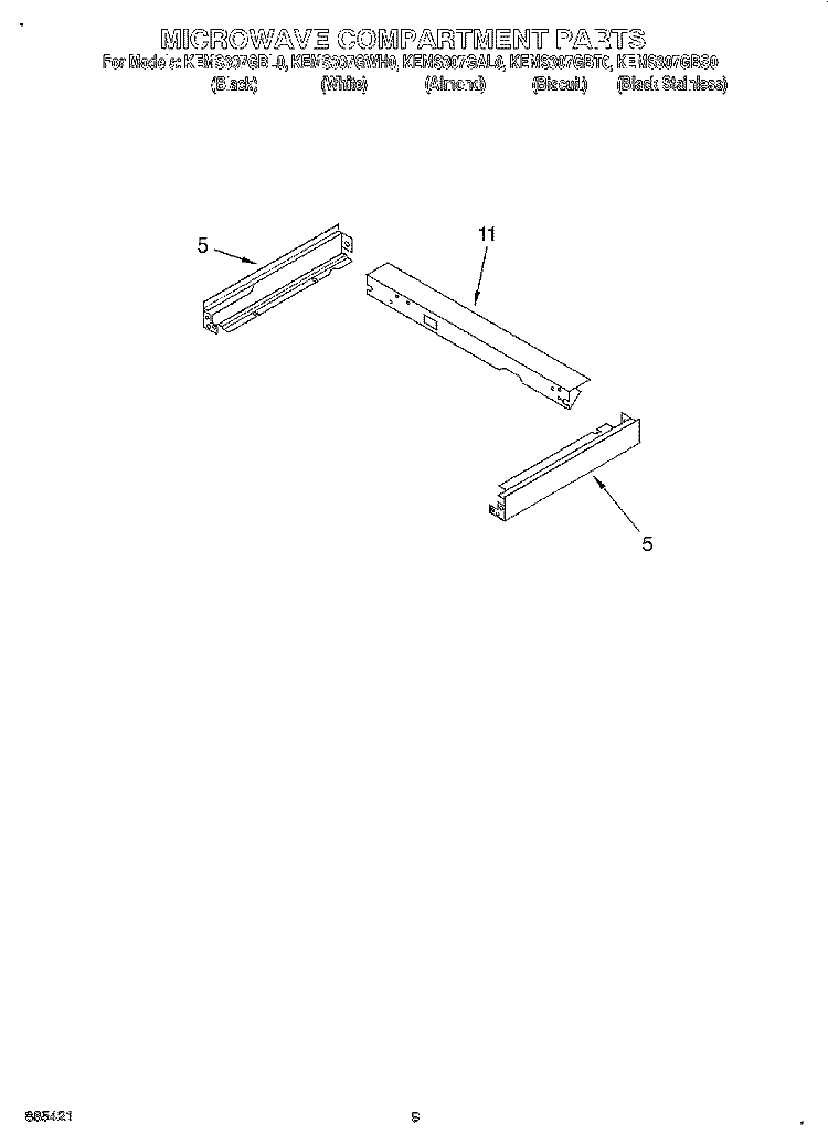MICROWAVE COMPARTMENT Diagram and Parts List for KEMS307GBS0  KitchenAid Microwave Oven Combo