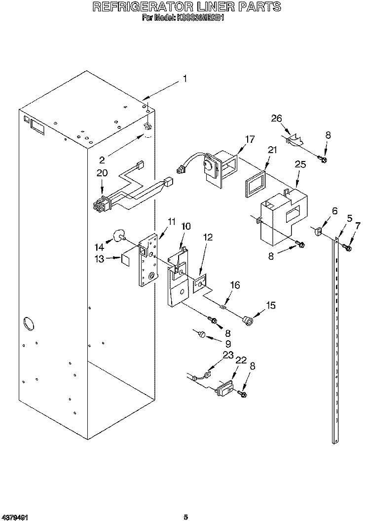 REFRIGERATOR LINER Diagram and Parts List for KSSS36MBX01  KitchenAid Refrigerator