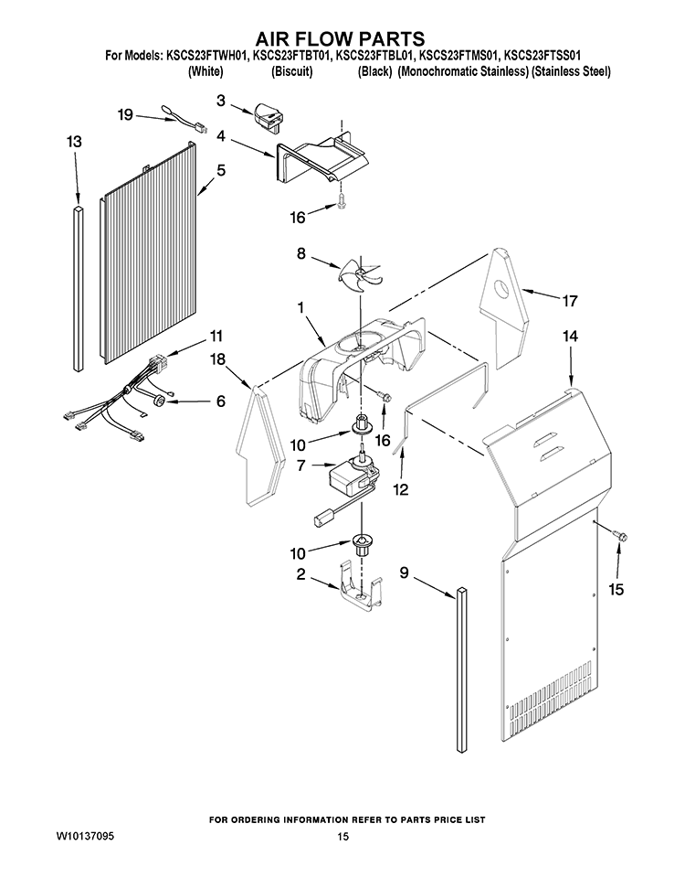 AIR FLOW PARTS Diagram and Parts List for KSCS23FTWH01  KitchenAid Refrigerator