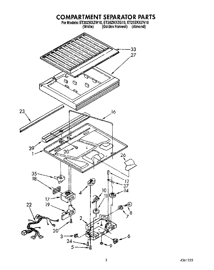 COMPARTMENT SEPARATOR Diagram and Parts List for ET20ZKXZW10  Whirlpool Refrigerator