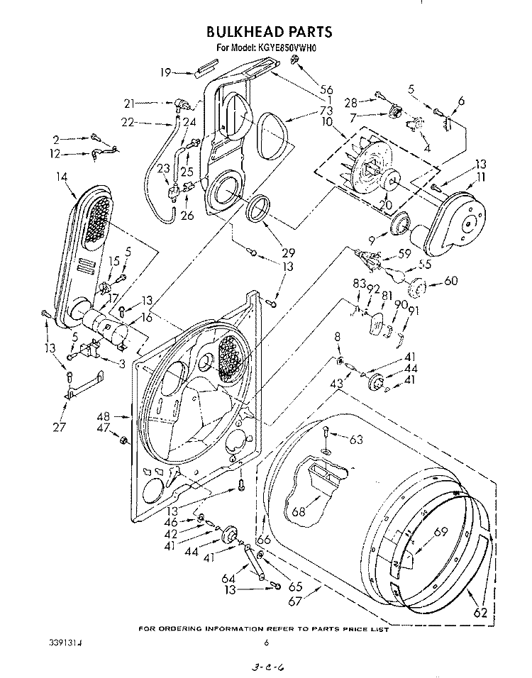 BULKHEAD Diagram and Parts List for KGYE850VAL0  KitchenAid Dryer