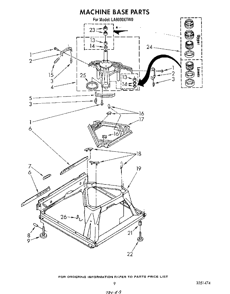 MACHINE BASE Diagram and Parts List for LA6090XTM0  Whirlpool Washer
