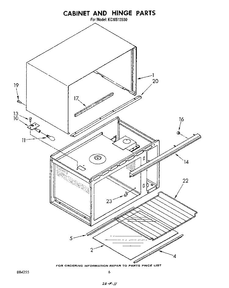CABINET AND HINGE Diagram and Parts List for KCMS135S0  KitchenAid Microwave