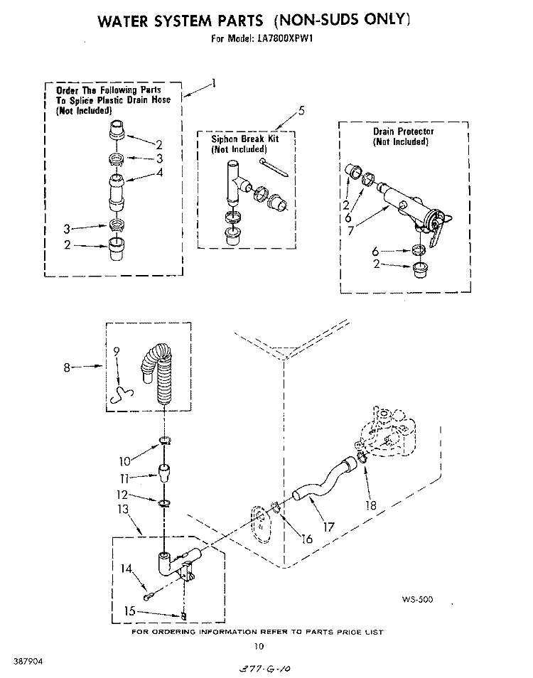 WATER SYSTEM Diagram and Parts List for LA7800XPW1  Whirlpool Washer