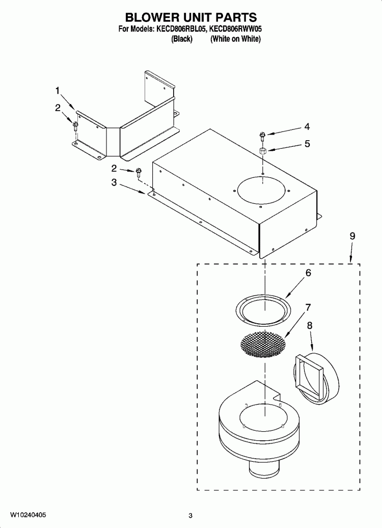 BLOWER UNIT PARTS, OPTIONAL PARTS Diagram and Parts List for KECD806RWW05  KitchenAid Cooktop